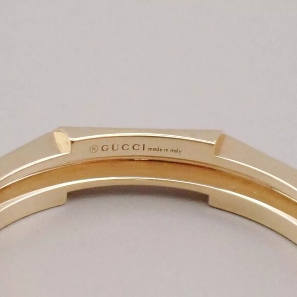 GUCCI Logo Link To Studded Ring Au750 (18K) Size 22 Yellow Gold Italy 25RK868 - Picture 7 of 13